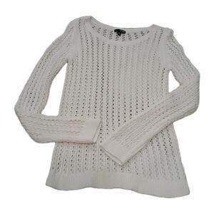 ANA A New Approach Women’s Sweater‎ M Cream Open Knit Pullover Long Sleeve Boho